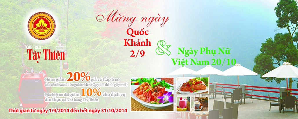 Cáp treo Tây Thiên ưu đãi nhân ngày Quốc khánh 2/9 và ngày Phụ nữ Việt Nam 20/10